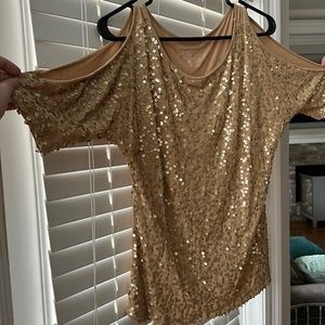 INC Cold Shoulder Gold Top